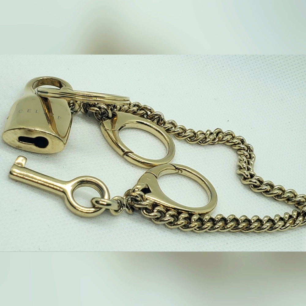 CELINE - Vintage, key chain ring charm gold metal - like new - Picture 2 of 4